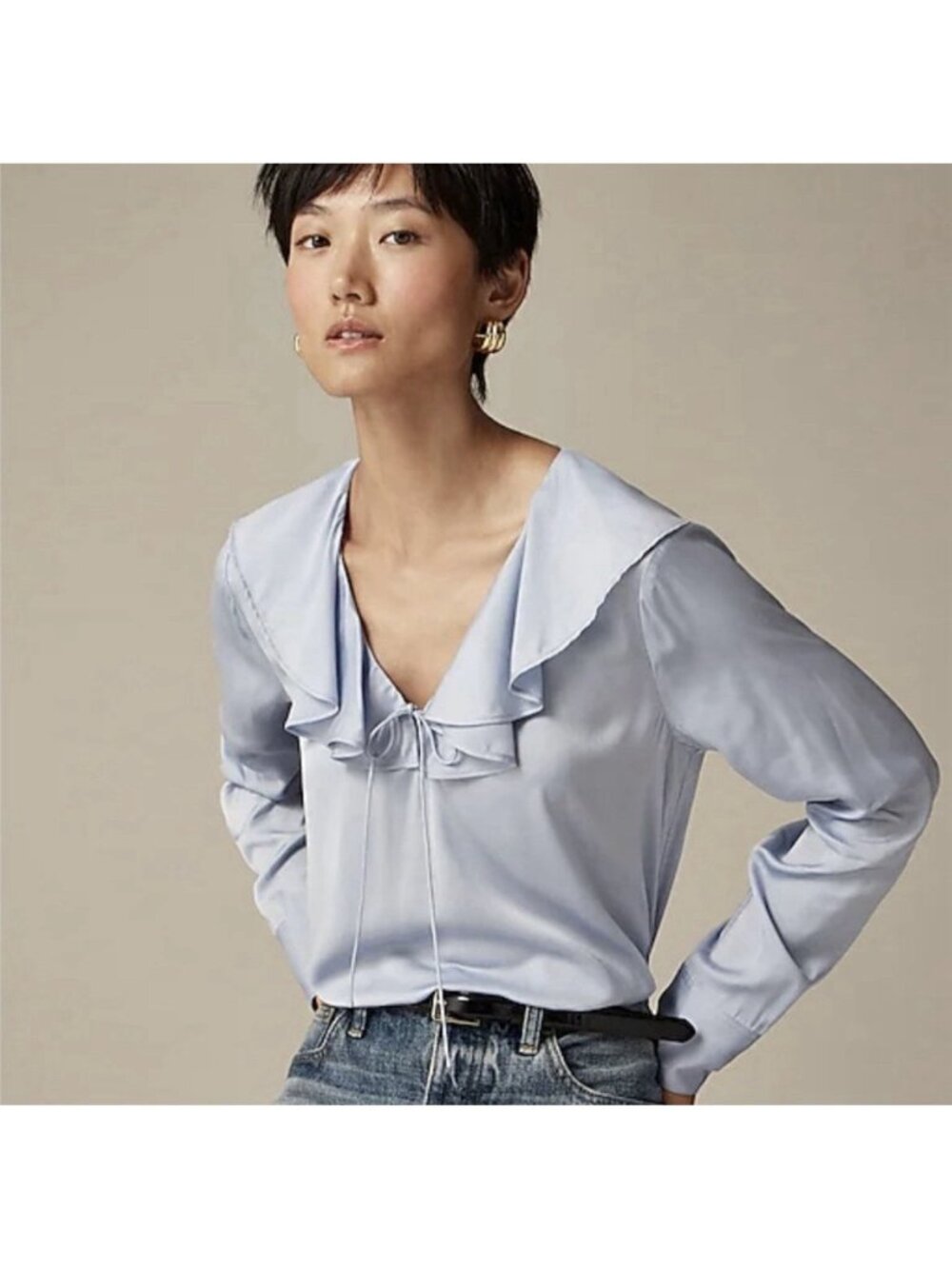 J Crew Goldie Satin Blouse Medium Blue